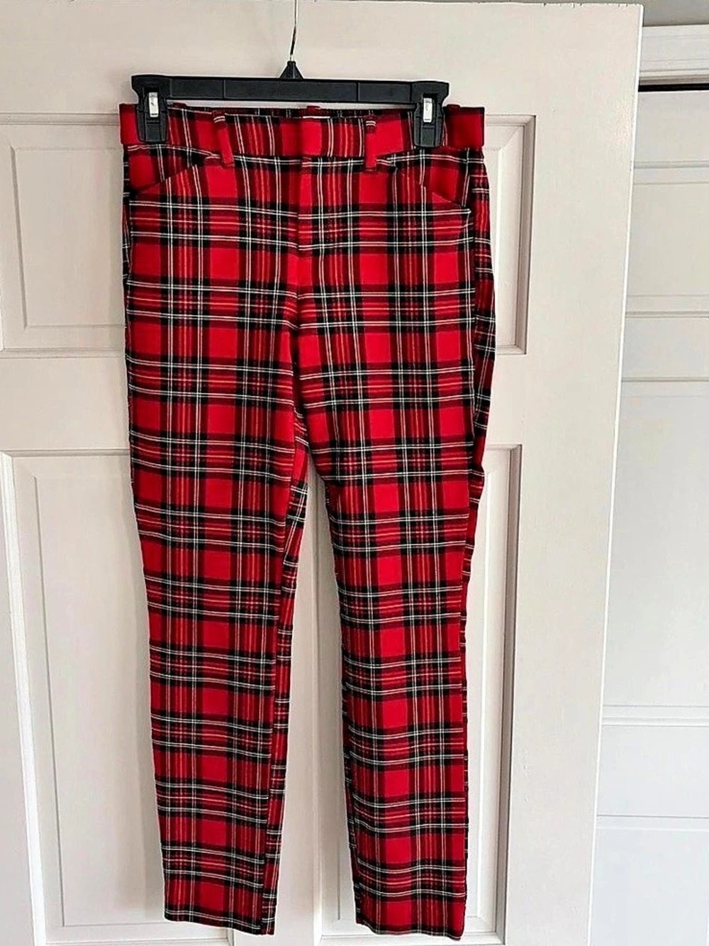 Gap Signature Skinny Ankle Pants Plaid Red & Black Size 2